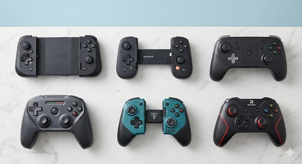 Overview of mobile gaming controller options from compact to full-size designs